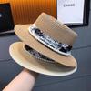 Flat top top hat design sense pearl temperament versatile straw hat summer vacation shade beach hat children