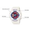 Casio Baby-G Series Trendy Fashion Color Block Waterproof Dual Display Quartz Movement Resin Strap Watch Women watches Red BA-112-7A