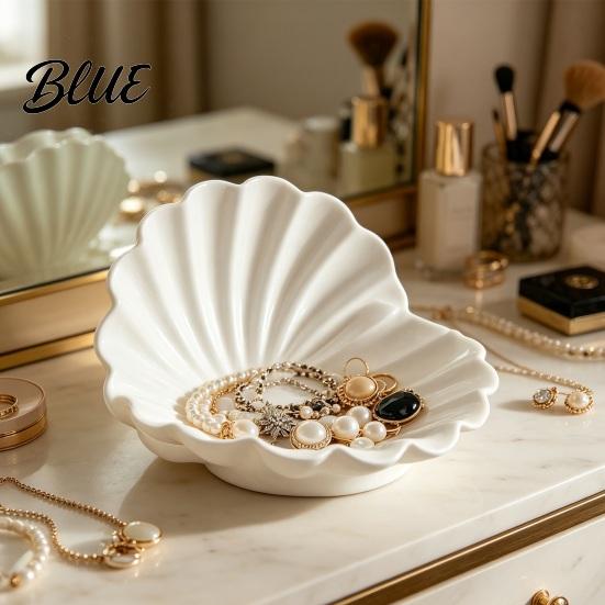 Decorative Jewelry Plate White Shell Dish, 3D Printed Holder, Creamy Dish Key Tray for Rings Earrings Necklaces