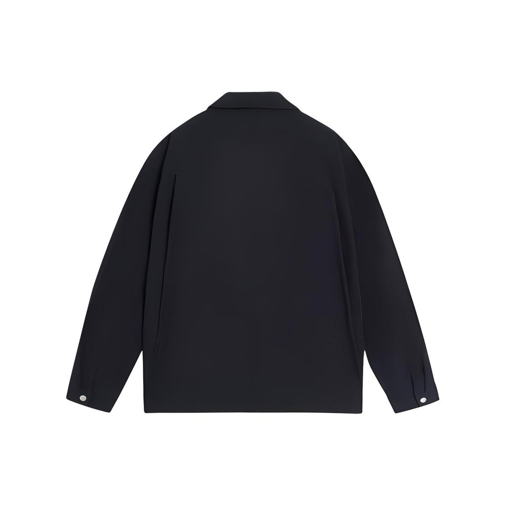 Li Ning Badfive Series Solid Color Logo Embroidered Zipper Polo Jacket Men Jacket Black AFDS571-2