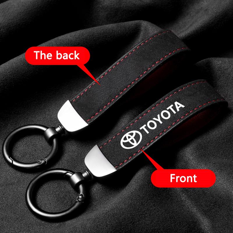 Suede Leather Car Keychain Keyring For Toyota TRD Yaris Rav4 CHR Yaris Prius Avensis Corolla Camry Highlander Hilux Land Cruiser