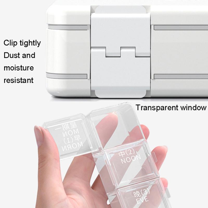 24 Grids Dual Layer Weekly Pill Box 7 Day 3 Times Portable Pill Box Organizer Dispenser (No FDA Certified, BPA-Free)