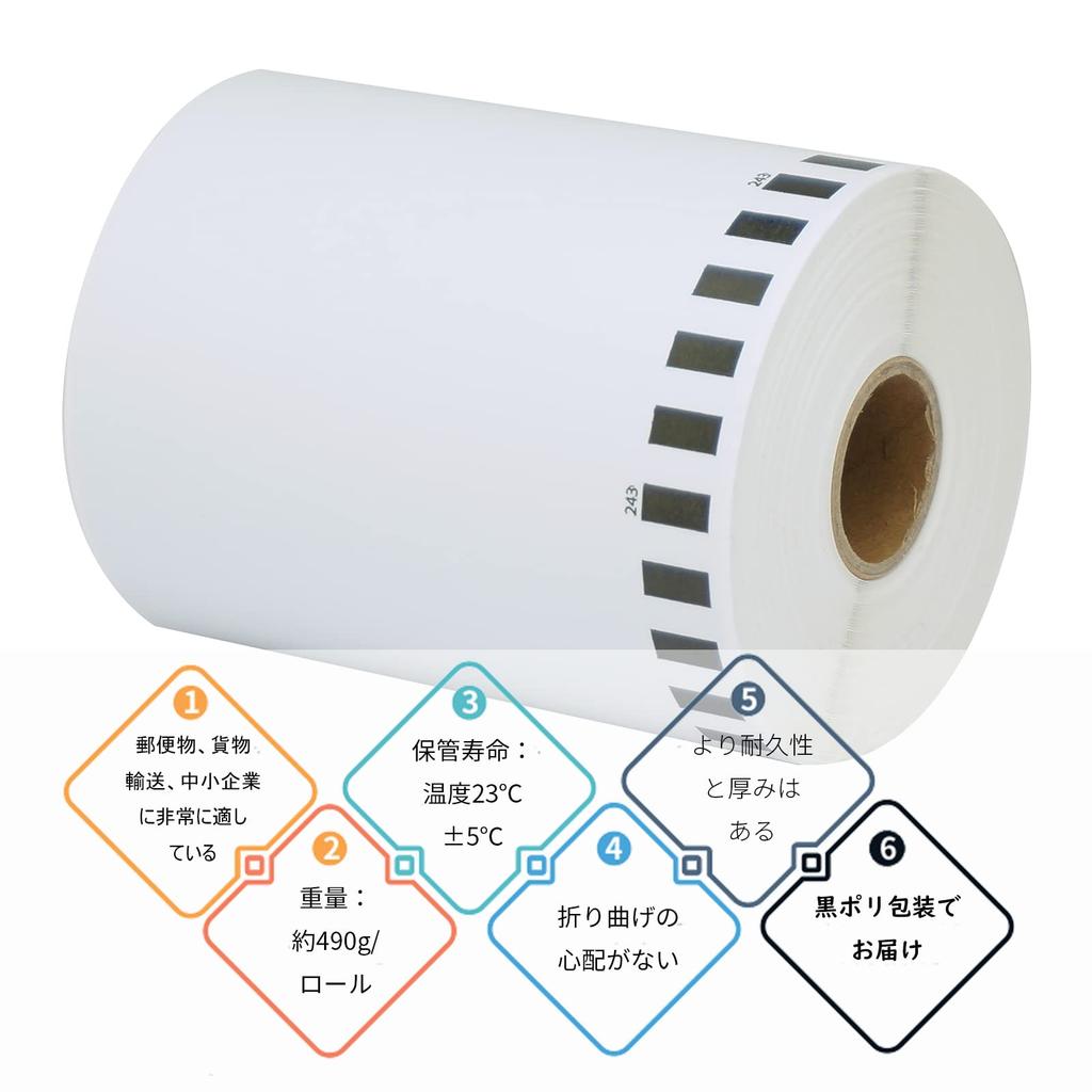BETCKEY Compatible Long Paper Tape Thermal Paper for Brother Brother x Compatible For thermal label printers rolls 2 (Large) DK-2243 (102mm 30.48m)