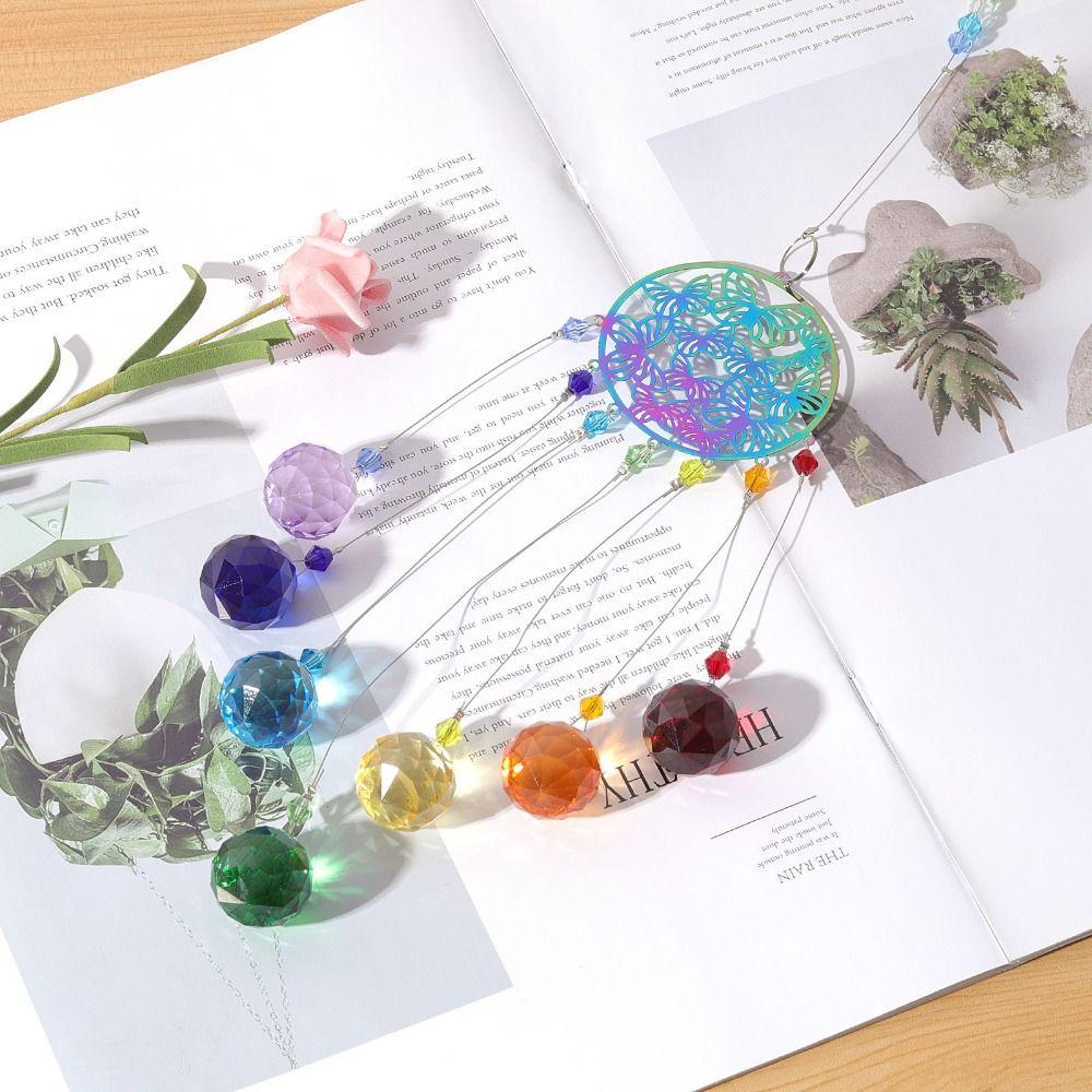Hanging Crystal Wind Chime Pendant DIY Crafts Rainbow Catcher  Window Garden Ornaments