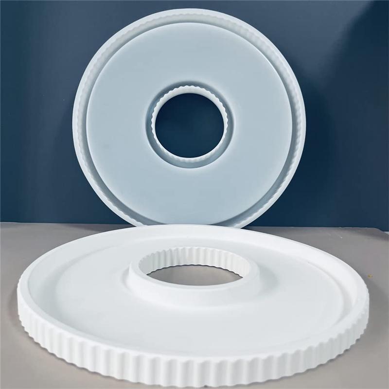A20F-Silicone Molds Tray With Strips Design, Concrete Round Plate Silicone Casting Mould Tray, Decorative Tray Molds