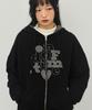 Graver [Unisex] End Of Time Applique Zip-Up Hoodie_Black
