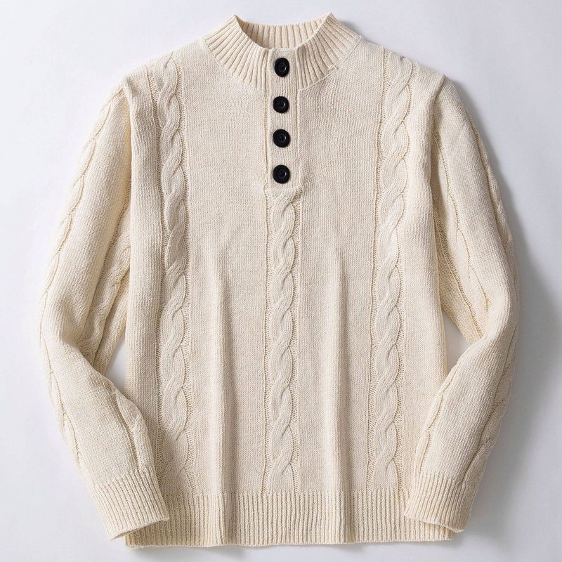 Spring and Autumn New Men's Clothing American-Style Button-Up Stand-Up Collar Knitwear Casual Cable Knit Solid Color Pullover Sweater Sy0017