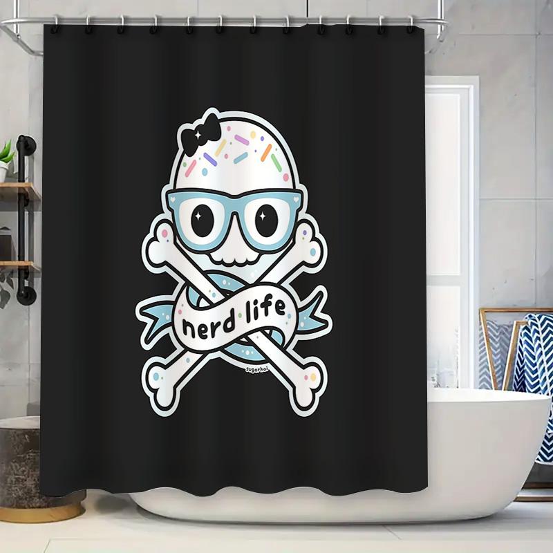 

Cute Nerd Cat Themed Shower Curtain Bathroom Decor Funny Geeky Pet Lover Gift Home Decor Whimsical Unique Trendy Cool Modern Vin W60H190(CM)-1 Pcs