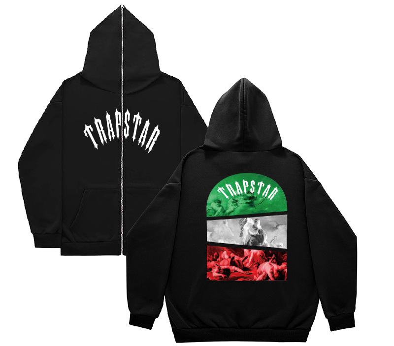 American Revenge Fleece Sweater Men's and Women's High Street Hoodies Trapstar Zip-up Cardigan Jacket Autumn and Winter