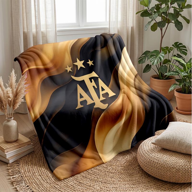 Argentina Football Printed Flannel Blanket Skin Friendly Warm Decorative Throw for Indoor Couch Bed Daily Use