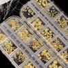 12 Grids Gold Star Moon Nail Art Charm 3DMetal Nail Rhinestones for Acrylic Nails Decoration Jewelry Making DIY Crafts Supply