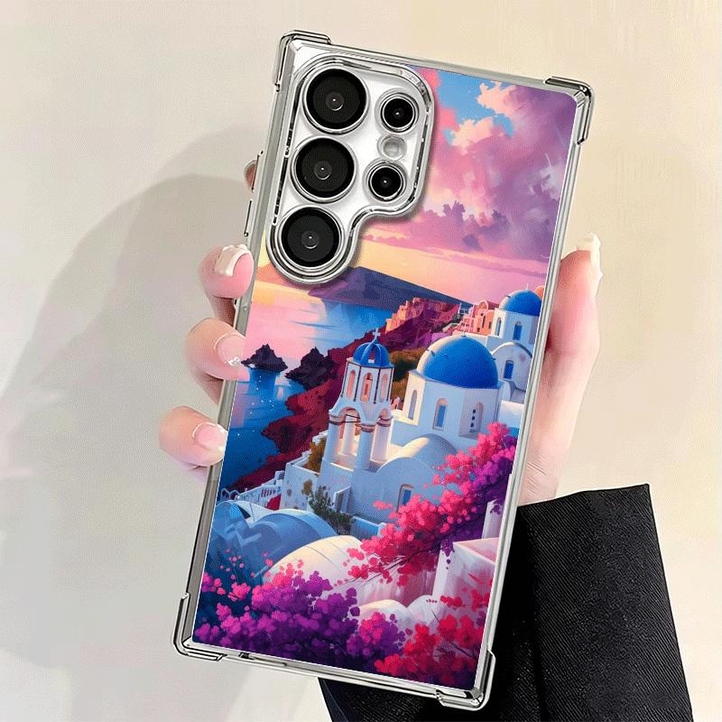 Santorini Greece Summer Soft Phone Case For Samsung Galaxy S26 Ultra S25 Edge S24 FE S23 Plus S22 S21 + S20 Plating Anti-Fall Fu