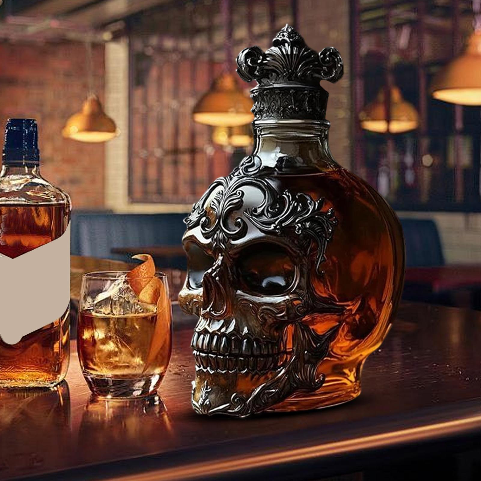 Skull Decanter Gothic Skull Whiskey Decanter Skull glass whiskey decanator Creative Skull Glass Wine Bottle Halloween Decoration CN