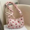 Corduroy Sweet Strawberry Crossbody Bag Cute Small Underarm Bag Fashion Trendy Zipper Handbag Mini Shoulder Bags Tote