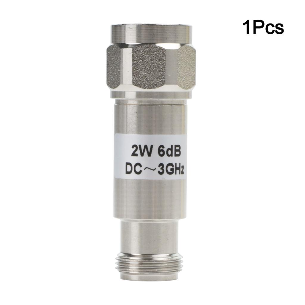 For Electronic Testing 2W 50 Ohm Attenuator Male To Female Attenuator Color Silver Standing Wave Ratio 1.20 Copper Plated