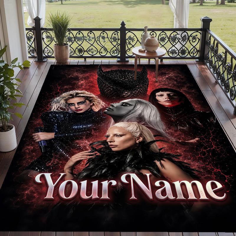 Custom Text Lady Gaga Pattern Floor Rug Soft Indoor Carpet Mat Living Room Bedroom