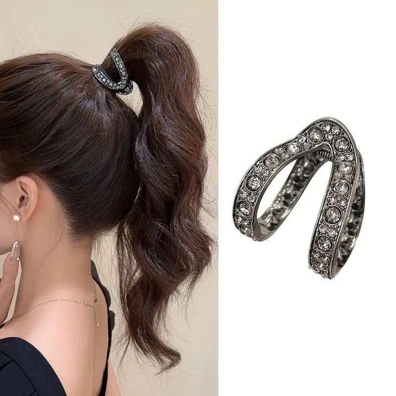 1PCS Elegant V-shaped Clip High Ponytail Fixed Artifact Shark Clip Ball Head Hollow Design Hairpin Female Hairpin Female