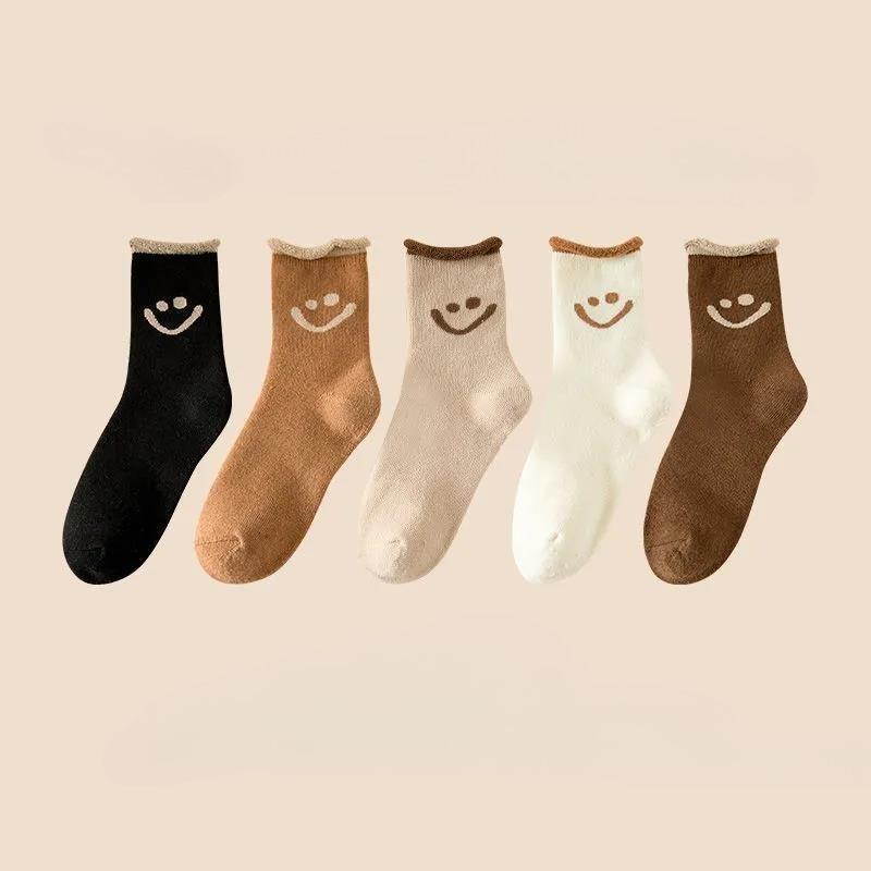 3 Pairs Women's Mid-tube Socks Ankle Socks Vertical Stripes Spring and Autumn Socks Sports Cotton Socks
