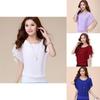 Luxurious Plus Size Chiffon Blouse With Elegant Ruffle Batwing Short Sleeves