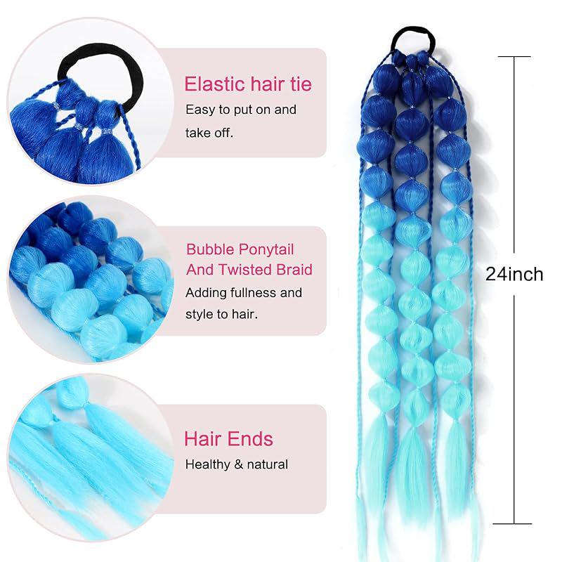 European Style Gradient Lantern Bubble Ponytail: Fashionable Women's Long Hand-woven Braid