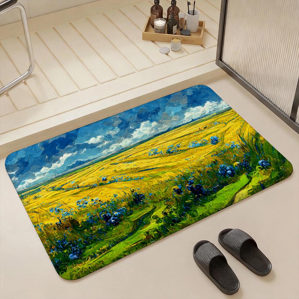 Pretty Famous V Van Gogh Art Floor Mat Eco  Flannel Doormat Non Slip Odorless Indoor Floor Rug Soft Short Plush Home Mat