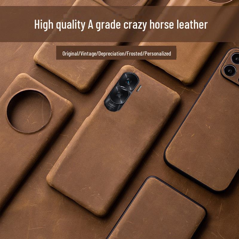 Halbhülle aus echtem Leder für Honor Play6T, Play4T, Play5TPro