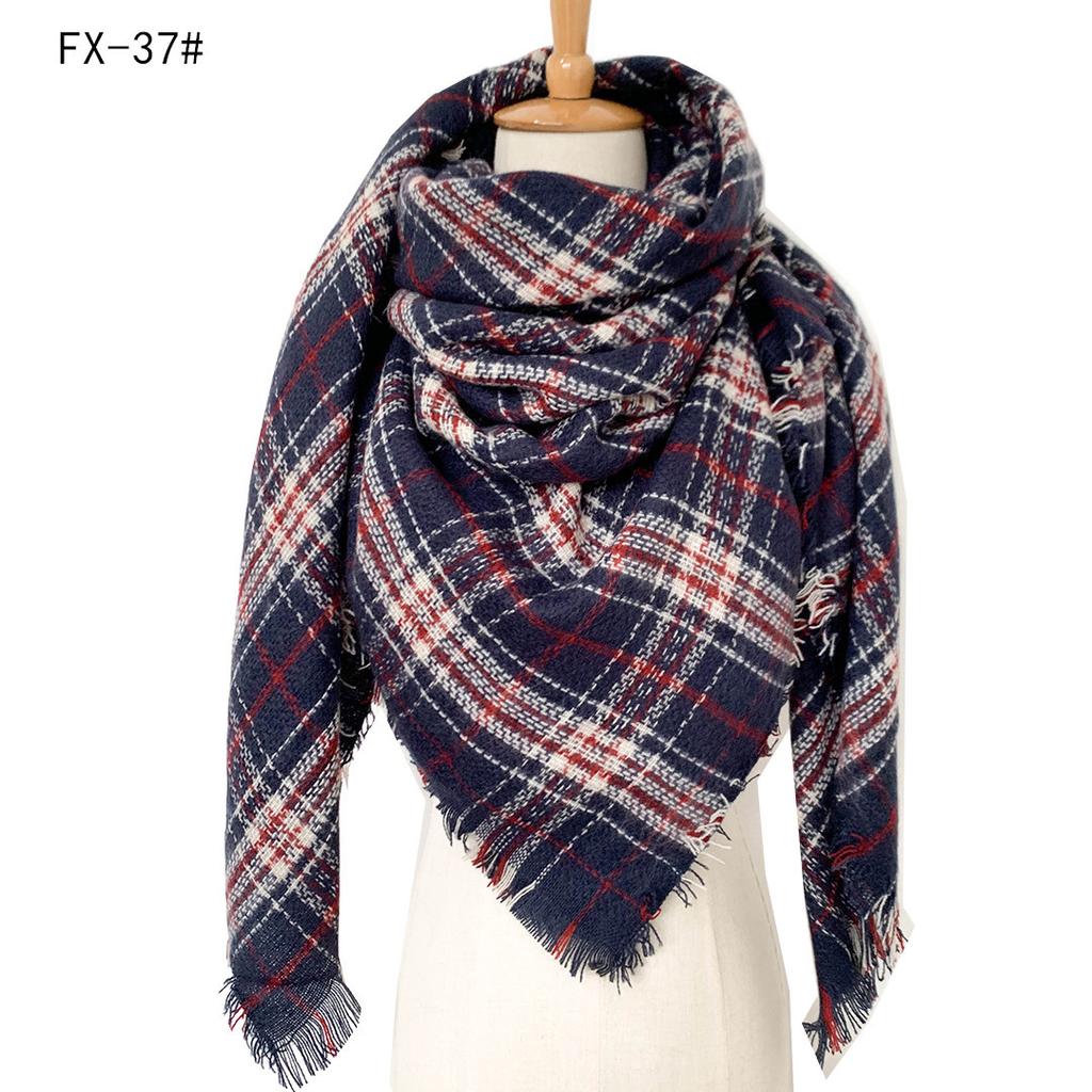Factory Direct Sales Foreign Trade Autumn/winter New Neck Scarf, Imitation Cashmere Acrylic Black Beige Plaid Square Scarf, Women's Shawl