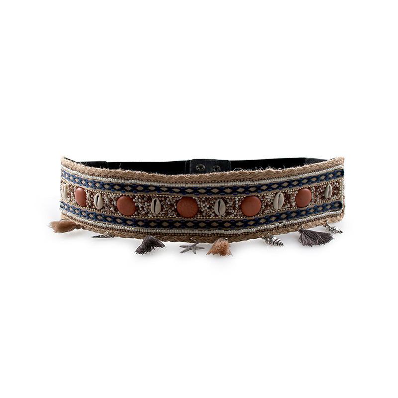 Summer Womens Belt With Faux Leather Material And Embroidery Design