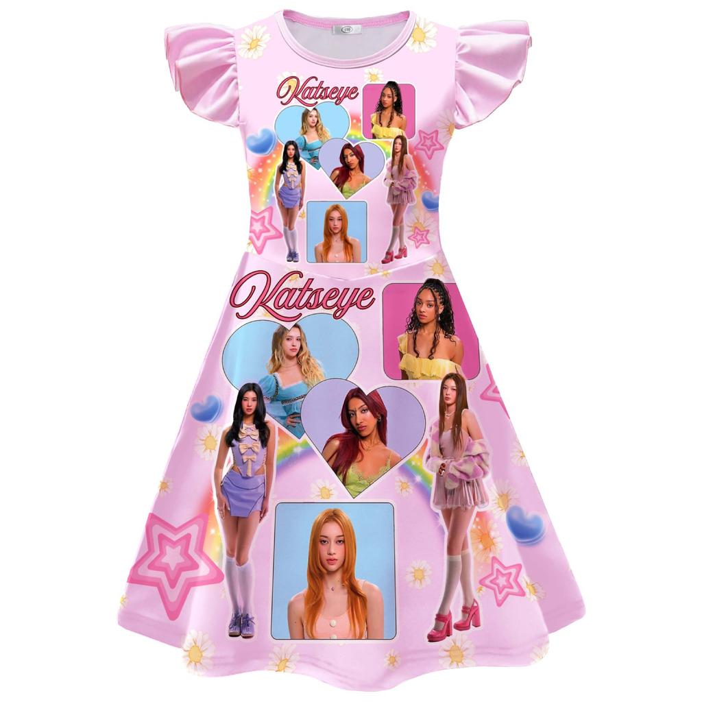 Katseye Digital Printed Clothing Medium Big Boy Feifei Sleeve Dress + Bag 26254