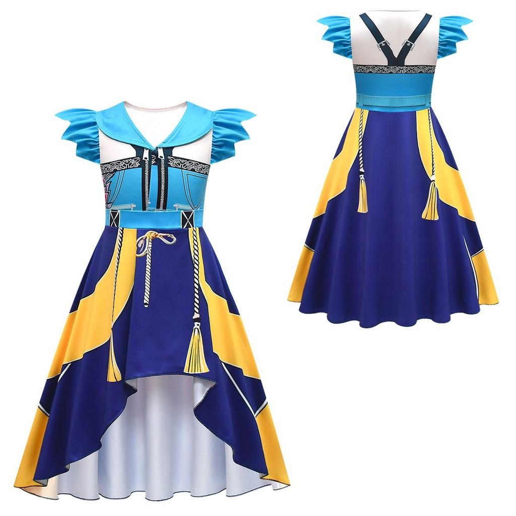 Kids Girls Anime Cartoon POP Singer Super Star Rumi Mira Zoey Printed Pleat Ruffle Dress Bag Set Halloween Cosplay Costumes