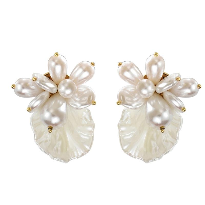 Stylish Geometric Floral Earrings With Simulated Pearls Elegant Modern Jewelry Accessory for Trendy Women Gifts Ideas 1
