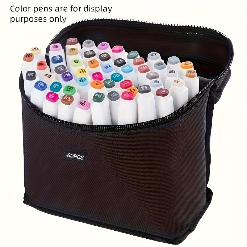 1pc Bag That Can Hold 60 Markers, A Large-Capacity Storage Box, A Multifunctional Canvas Pen Holder,Excluding 60 Pens