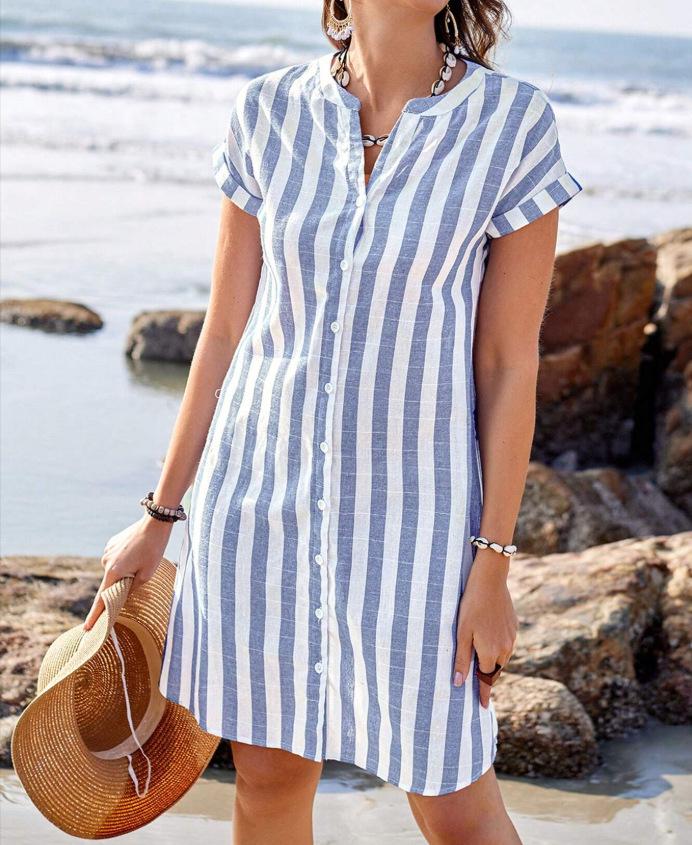 Women s 2026 Summer Striped Casual Loose Shirt L