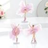 3Sets Ballet Girl Cake Topper High Quality Sturdy Base Graceful Dancing Pose Lightweight Compact Cake Cupcake Dessert Ornament