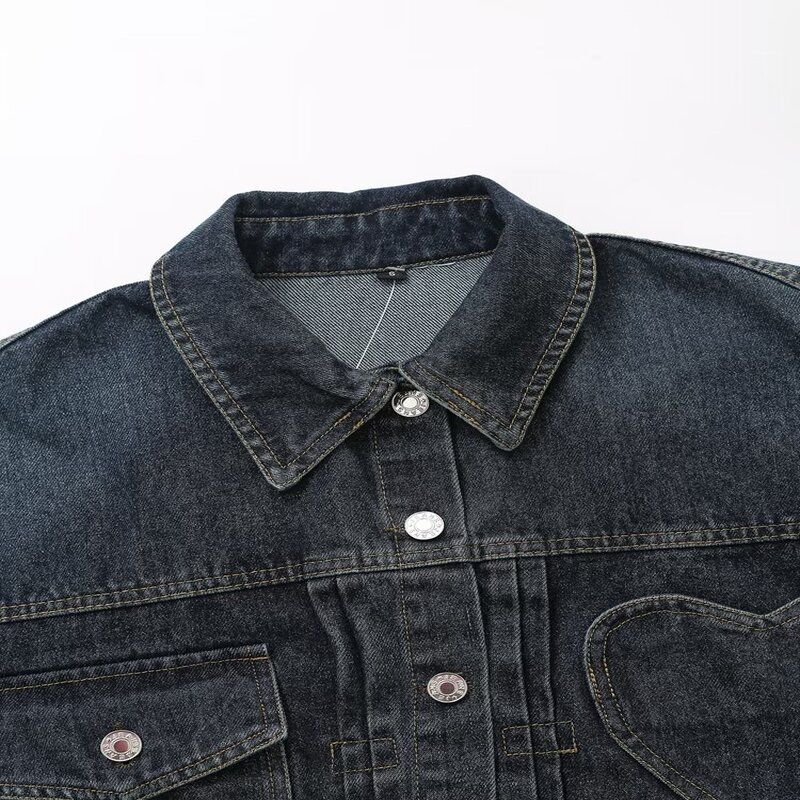 Fashion Style Spring New Women's Clothing Loose Easiest for Match Heart-Shaped Pocket Denim Jacket Coat 8197003 401