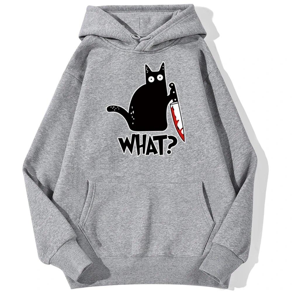 Killer Black Cat What Surprised Unisex Hoodies Streetwear Warm Male Hoodie Hip Hop Daily Casual Autumn Sweatshirt