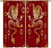 Kina Drakgardiner   Asiatiska Röda Festliga Lyktor Traditionella Djur Fönsterbehandlingar   Värmeisolerande Stångficka Gardiner f