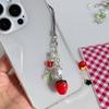 Lovely Handmade Strawberry Bead Keychain Colorful Beaded Keychains Phone Lanyard Fashionable Jewelry for Backpack
