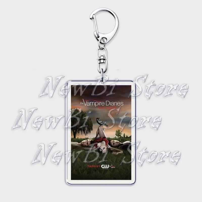 TVD The Vampire Diaries Keychain for Accessories Bag Damon Stefan Salvatore Elena Gilbert Key Chain Keyring Jewelry Fans Gifts