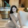 French Sexy Spice Girl Long-sleeved Dress Women's Spring New Slim-fitting and Thin Inner Niche Hip-wrapped Short Skirt
