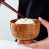 Natural Log Anti-scalding Instant Noodle Bowl Round Sour Jujube Wooden Bowl Household Japanese Children's Rice Bowl Large Wooden Noodle Soup Bowl