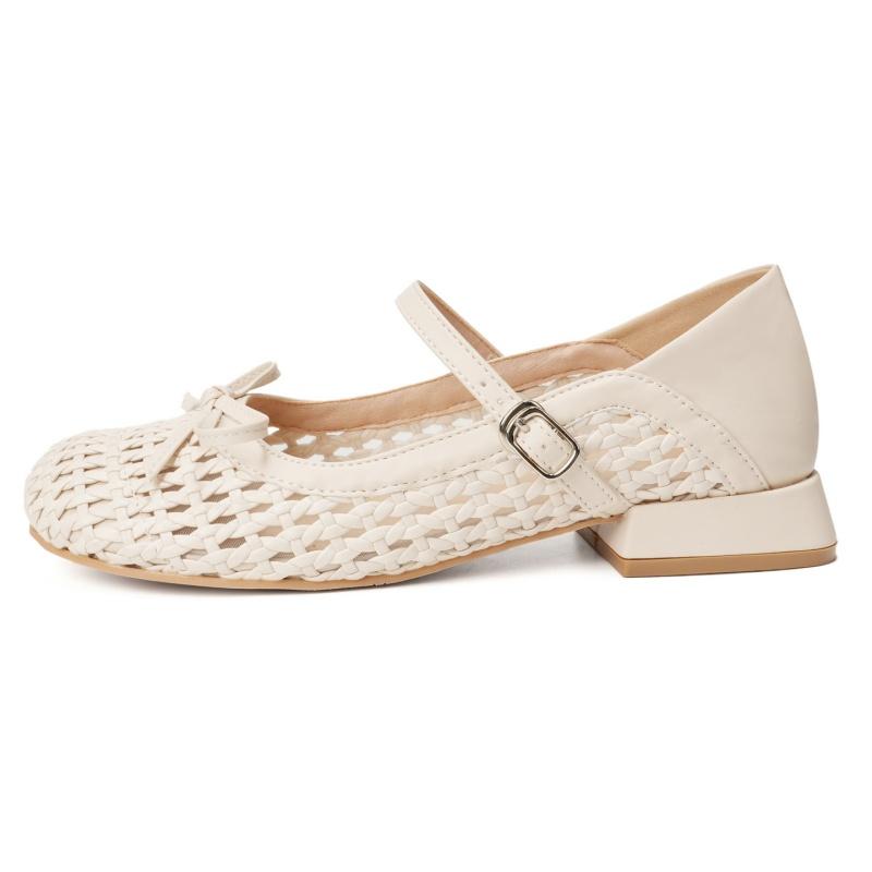 

Модные Роскошные Пляжные Женские Сандалии Мэри Джейн Модные Удобные Мягкие Туфли на Низком Каблуке 2025 Летние Трендовые Элегантные Туфли с Бантом для Женщин 39 бежевый