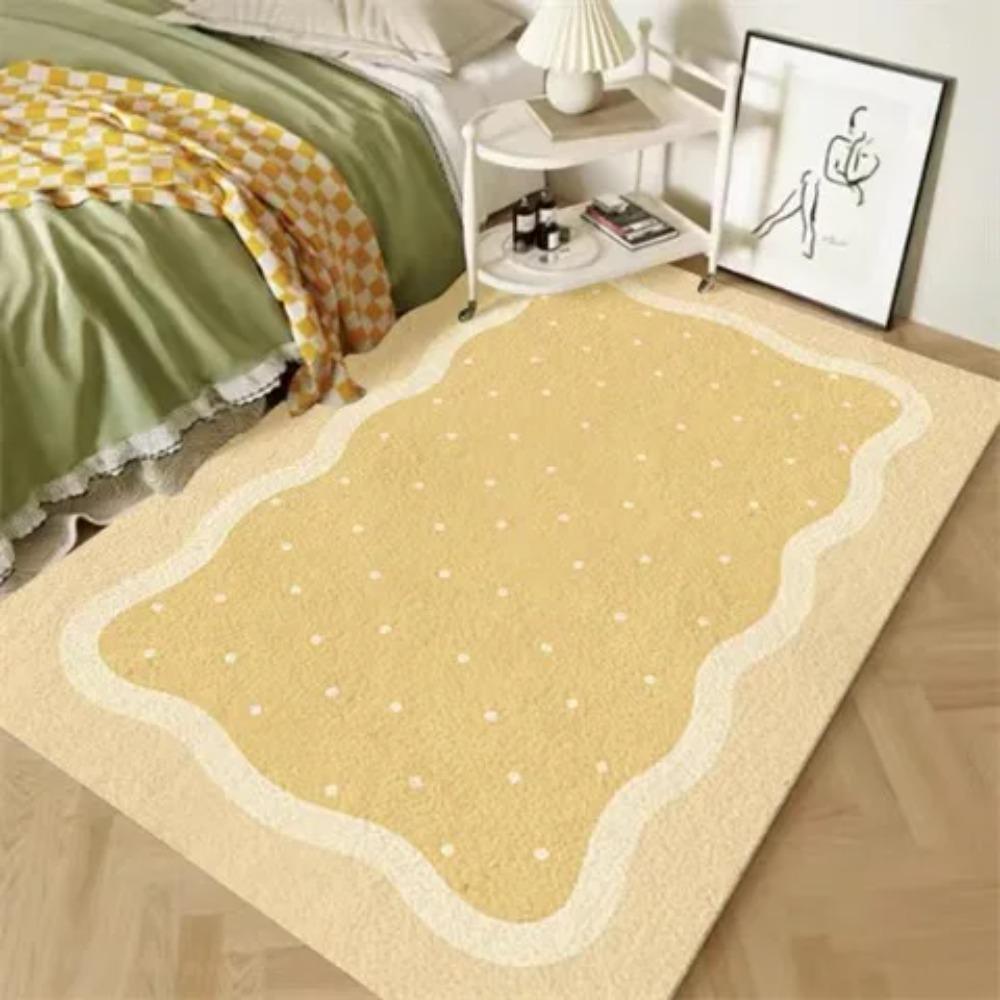 Cream Style Rugs for Bedroom Thick Plush Living Room Decoration Anti-slip Carpet Fluffy Soft Bedside Rug Home Washable Floor Mat