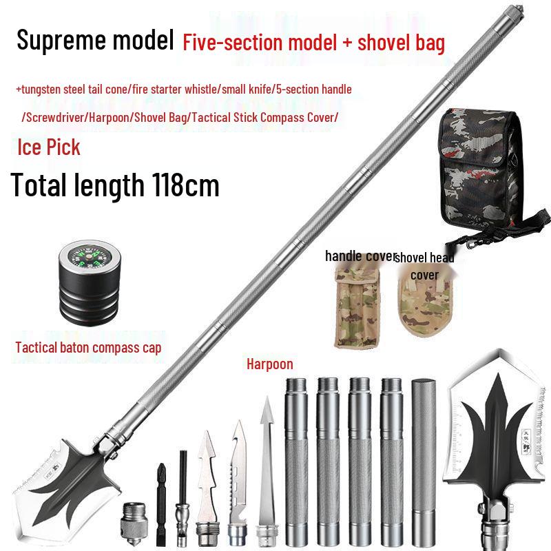 Lang Shen Multifunctional German Steel Entrenching Tool: Outdoor Self-Defense, Folding Shovel for Fishing and Military Use