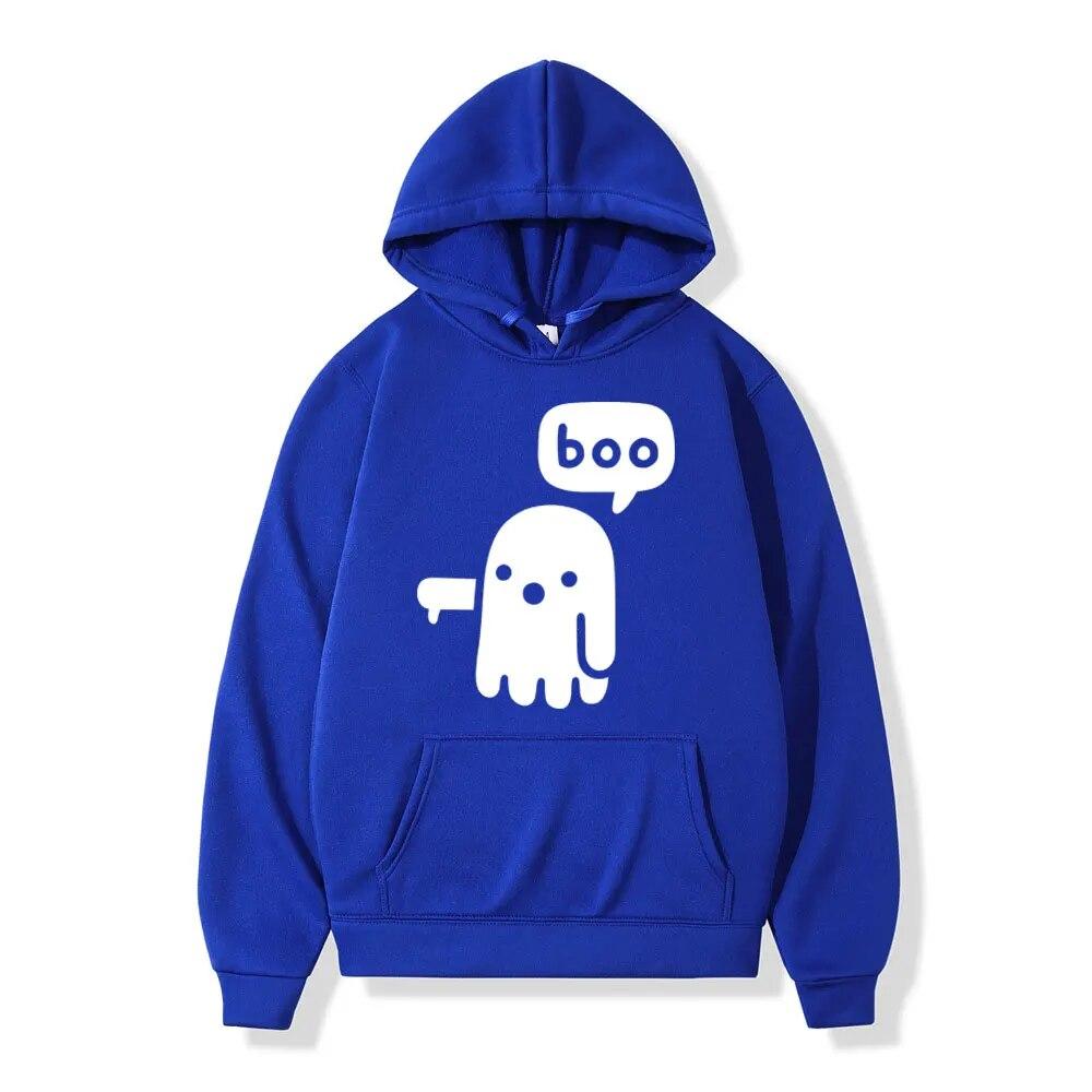 Funny Boo Ghost Printing Hoodie Unisex's Women High Quality Fleece Hoodies Casual Fashion Oversized Hooded Sweatshirts Streetwear
