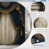 Royal Blue Gold Embroidered Theater Shower Curtain Machine Washable All Season Waterproof Privacy Protection Design Elegant