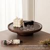 Japanese-Style Wooden Fruit Bowl: High-Footed Solid Wood Round Tray for Home Use and Retro Snack Serving.