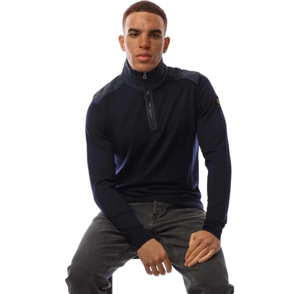 Belstaff Mens Kilmington Quarter Zip Slim Jumper