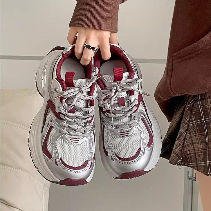 

Тенденция показы мод ноги маленькая платформа папы обувь женская новинка 2025 весна и осень легкий увеличение высоты универсальная спортивная обувь 40 красный