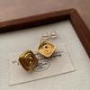 Metal Square Spiral Texture Earrings, Stud Earrings, Women'S Light Luxury Retro Minimalist High-End Sense Three-Dimensional Cold Personalized Earrings